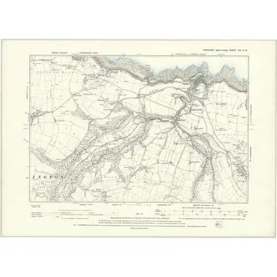 1893 Map of Yorkshire XIX.NW, 1895 Print