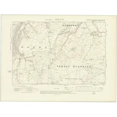 1911 Map of Yorkshire XIX.SW, 1919 Print