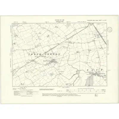 1912 Map of Yorkshire XL.NW, 1919 Print