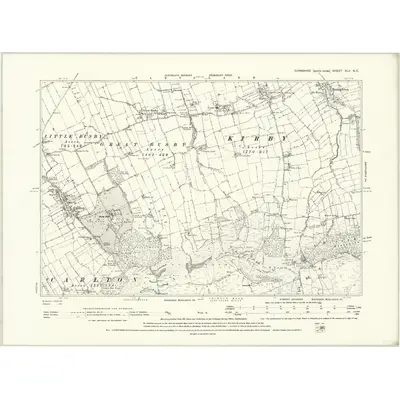 1890 Map of Yorkshire XLII.NE, 1895 Print