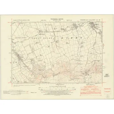 1950 Map of Yorkshire XLII.NE, 1953 Print
