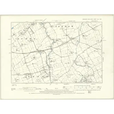 1891 Map of Yorkshire XLII.NW, 1895 Print