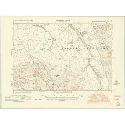 1950 Map of Yorkshire XLIII.NW, 1952 Print