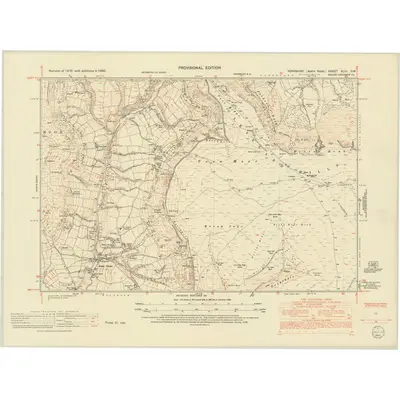 1950 Map of Yorkshire XLIII.SW, 1952 Print