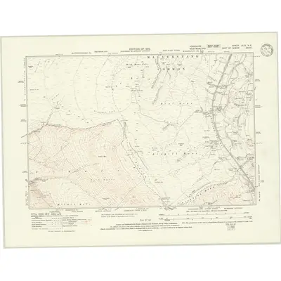 1907 Map of Yorkshire XLIX.NE, 1910 Print