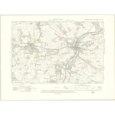 1910 Map of Yorkshire XLV.NE, 1916 Print