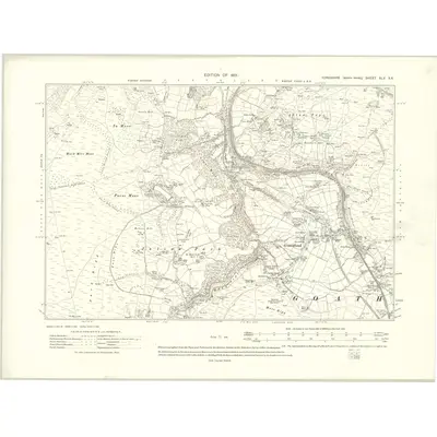 1910 Map of Yorkshire XLV.SE, 1915 Print