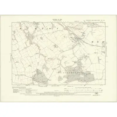 1927 Map of Yorkshire XVI.SE, 1930 Print