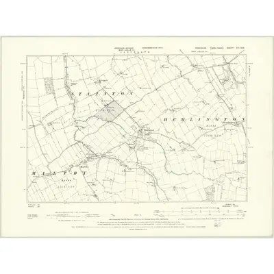 1893 Map of Yorkshire XVI.SW, 1895 Print