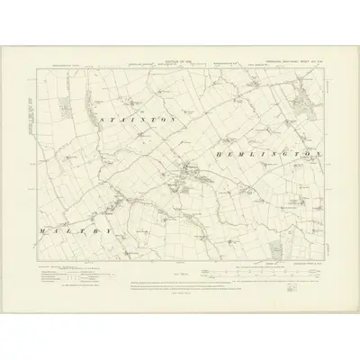 1913 Map of Yorkshire XVI.SW, 1919 Print