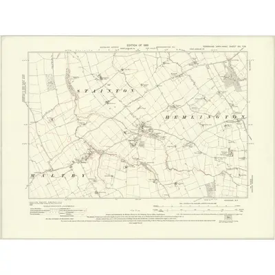 1927 Map of Yorkshire XVI.SW, 1930 Print