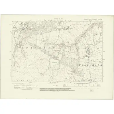 1913 Map of Yorkshire XVIII.SW, 1919 Print