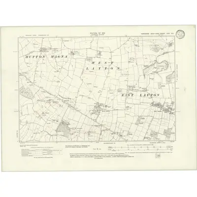 1912 Map of Yorkshire XXIV.NE, 1919 Print