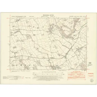 1950 Map of Yorkshire XXIX.SW, 1952 Print