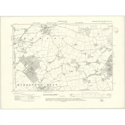 1912 Map of Yorkshire XXV.SE, 1919 Print