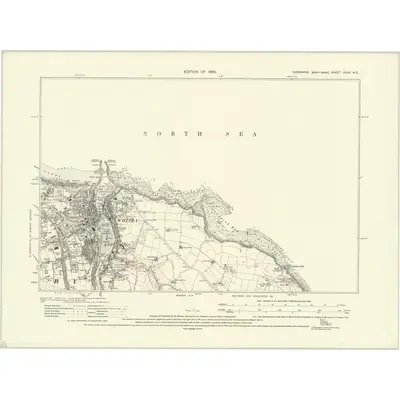 1927 Map of Yorkshire XXXII.NE, 1930 Print