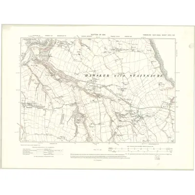 1910 Map of Yorkshire XXXII.SE, 1914 Print
