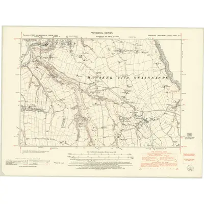 1950 Map of Yorkshire XXXII.SE, 1952 Print