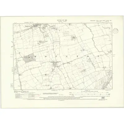1927 Map of Yorkshire XXXIX.NE, 1930 Print