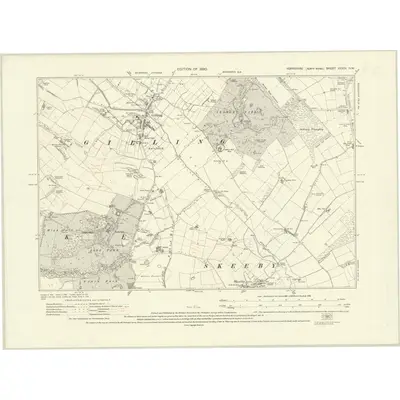 1927 Map of Yorkshire XXXIX.NW, 1930 Print