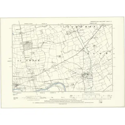1891 Map of Yorkshire XXXIX.SE, 1895 Print