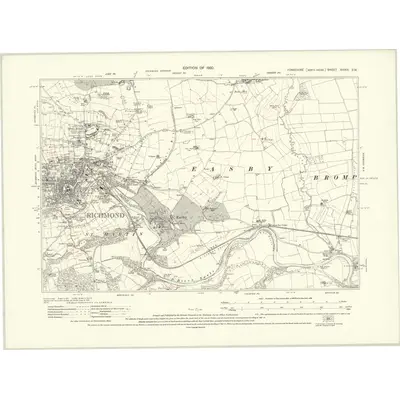 1927 Map of Yorkshire XXXIX.SW, 1930 Print