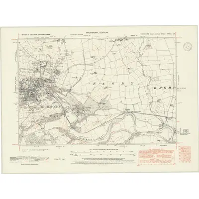 1938 Map of Yorkshire XXXIX.SW, 1947 Print
