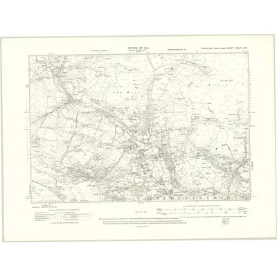 1911 Map of Yorkshire XXXVII.NW, 1914 Print