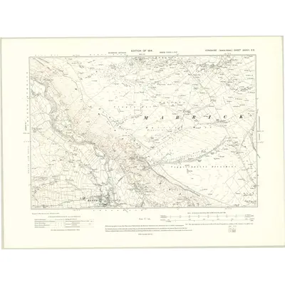 1910 Map of Yorkshire XXXVII.SE, 1914 Print