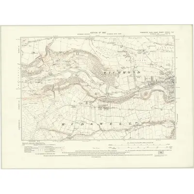 1927 Map of Yorkshire XXXVIII.SE, 1930 Print