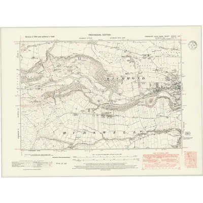 1938 Map of Yorkshire XXXVIII.SE, 1947 Print